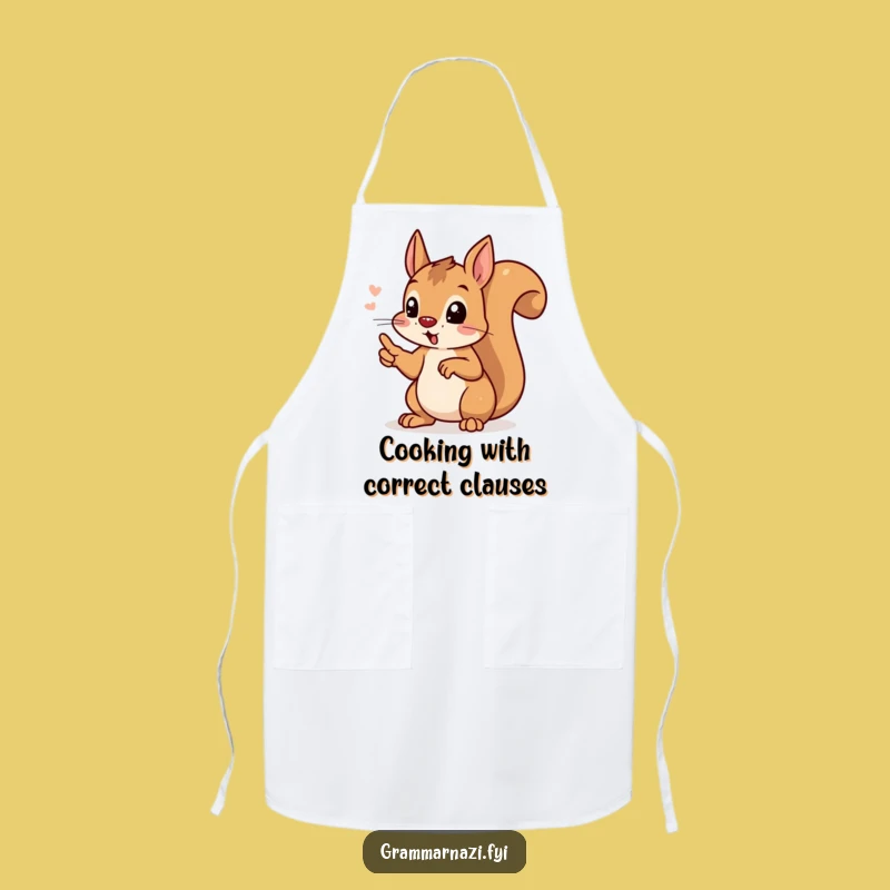 Funny Grammar Squirrel Apron: Hilarious Kitchen Tool for Punctuation Pros