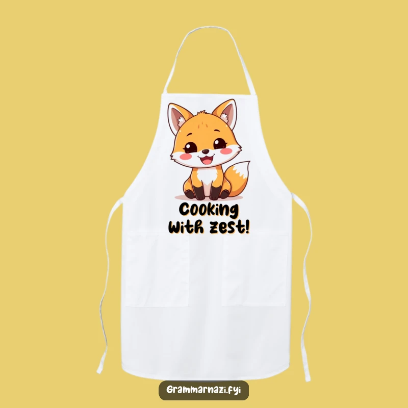 Funny Fox Exclamation Apron: Add Joyful Grammar to Your Kitchen