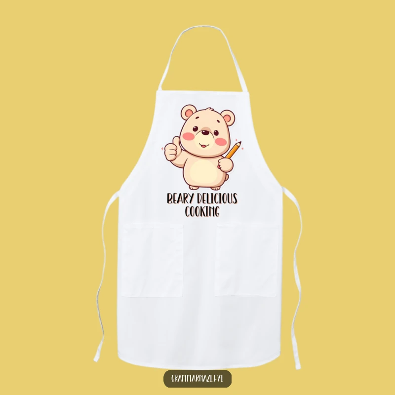 Funny Bear Thumbs Up Apron: Cook with Confidence and Pencil Precision