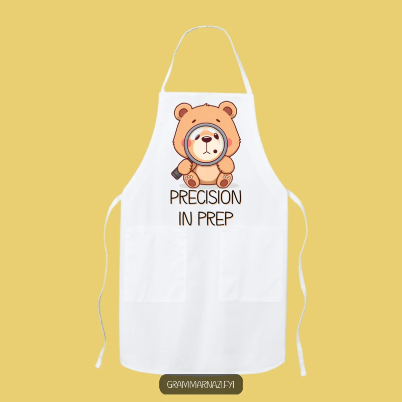 Funny Chef Bear Comma Apron: Cook with Grammatical Precision!