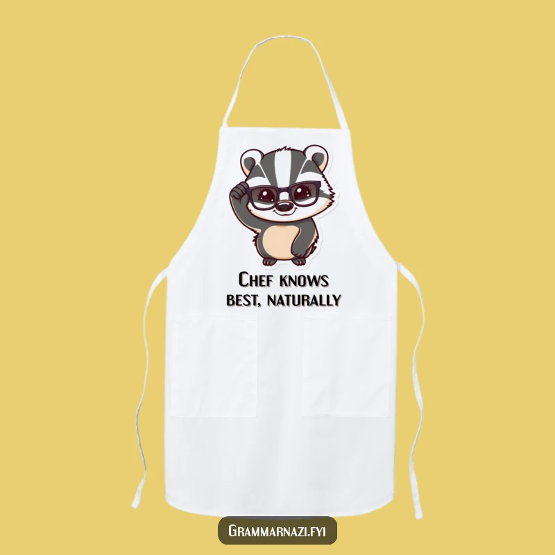 Funny Confident Badger Apron: Cook with Intellectual Charm and a Knowing Smile