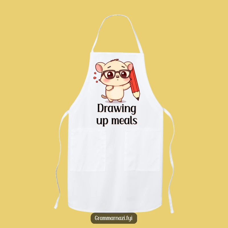 Funny Determined Creature Apron: Spectacled Pointer's Style, Perfect Humorous Gift!