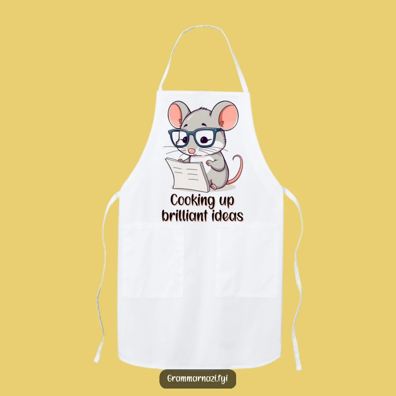Funny Mouse Scholar Apron: Cook Up Laughs in the Kitchen!