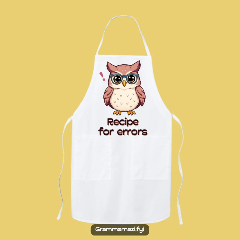 Funny Owl Grammar Apron: Kitchen Proud Spectacles, Perfect Funny Gift for Foodies
