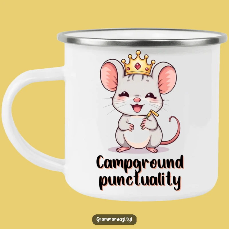 Funny Mouse Crown Polisher Camping Mug - Sip Grammatically Correct Coffee