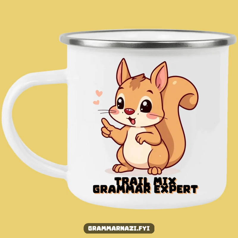 Funny Grammar Squirrel Camping Mug: Hilarious & Durable for Outdoor Writers