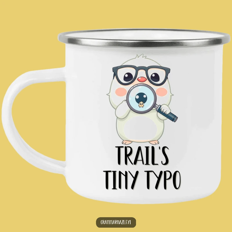 Funny Grammar Camping Mug: Tiny Explorer Finds Lost Period - Rustic Funny Gift for Outdoors