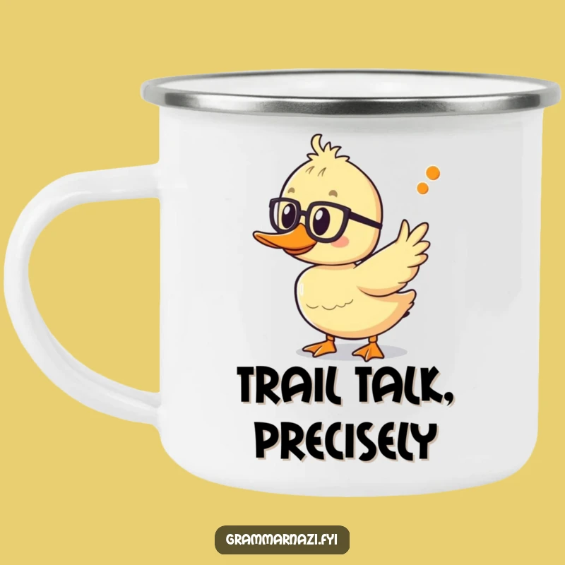 Funny Grammar Duck Camping Mug: Adventure with Punctuation Precision