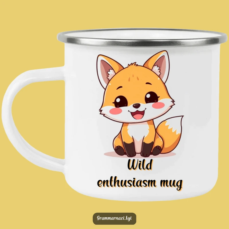 Funny Fox Exclamation Camping Mug: Joyful Grammar for Outdoor Fun