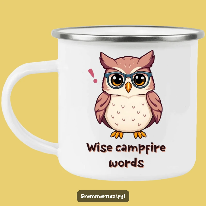 Funny Owl Grammar Camping Mug: Durable Proud Spectacles, Perfect Funny Gift for Campers