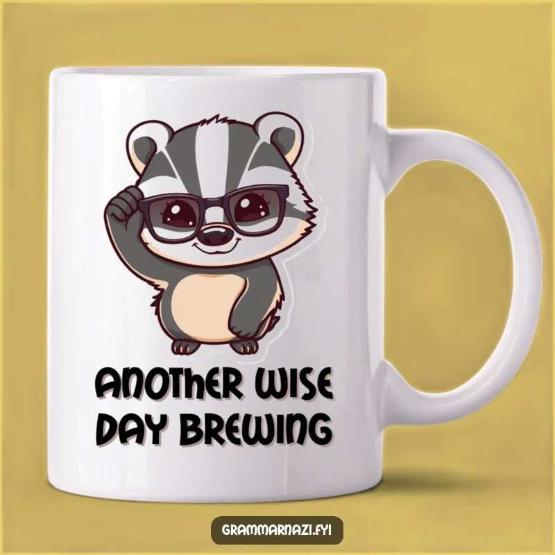 Funny Confident Badger Mug: Intellectual Humor & Knowing Smile Gift