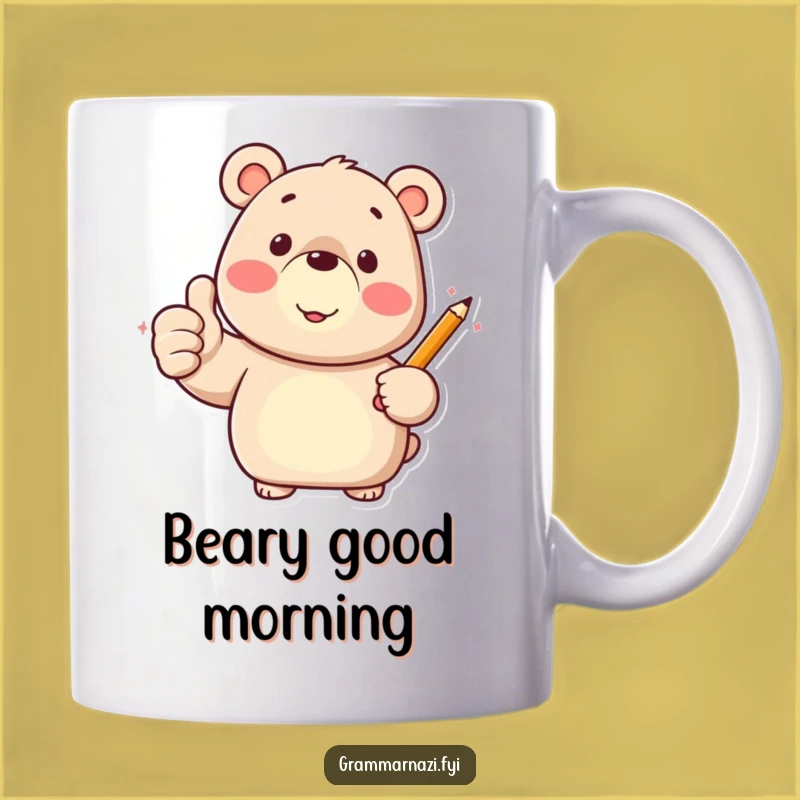 Funny Bear Thumbs Up Mug: Perfect Gift for Happy Students and Writers