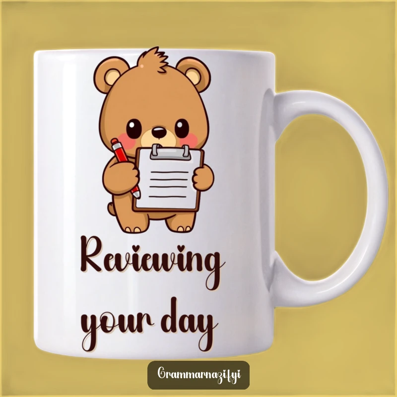 Funny Bear Mug: Clipboard Bear Ready to Inspect, Hilarious Management Gift