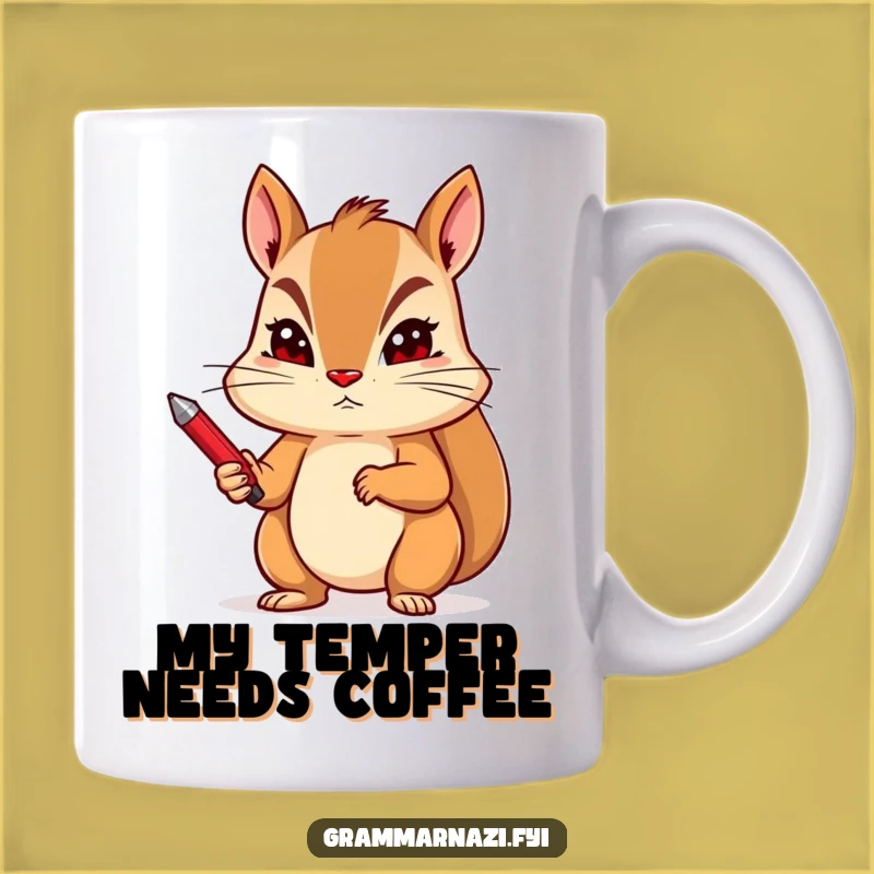 Funny Squirrel Red Pen Mug - Stern Editor Gift for Writers