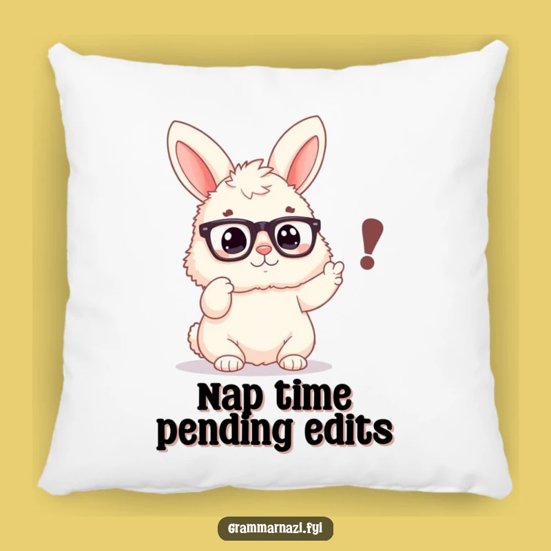Funny Bunny Punctuation Pillow - Cozy Grammar Decor - Hilarious Gift
