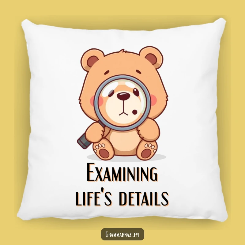 Funny Comma Bear Accent Pillow: Cozy Up with Grammar Humor