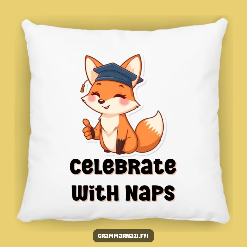 Funny Fox Graduation Pillow - Cozy Celebration Decor - Hilarious Gift