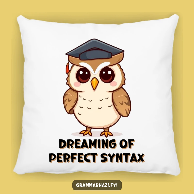 Funny Owl Punctuation Pillow - Cozy Scholar Decor - Hilarious Gift