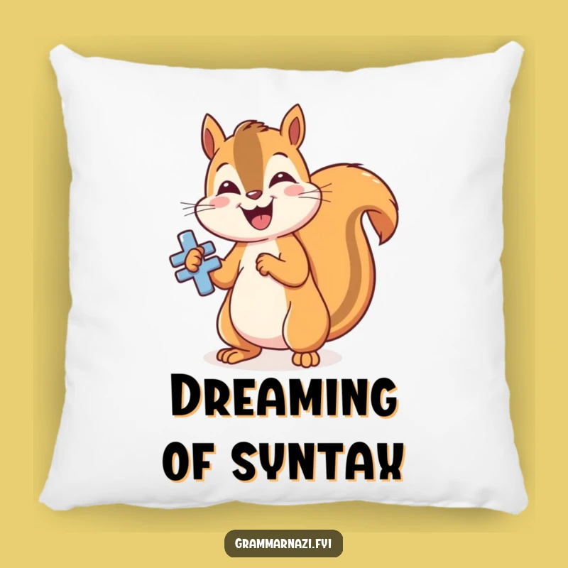 Funny Squirrel Pillow: Plush Comfort for Grammar Enthusiasts