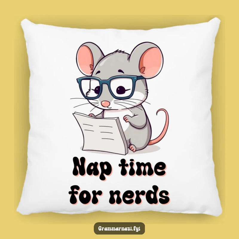 Funny Mouse Scholar Pillow: Comfy Humor for Your Reading Nook!