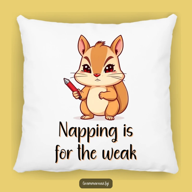 Funny Squirrel Editor Pillow - Cozy Sternness - Hilarious Gift
