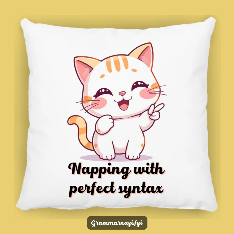 Cute Funny Cat Pillow: Comma Corrector, Cozy Decor Gift