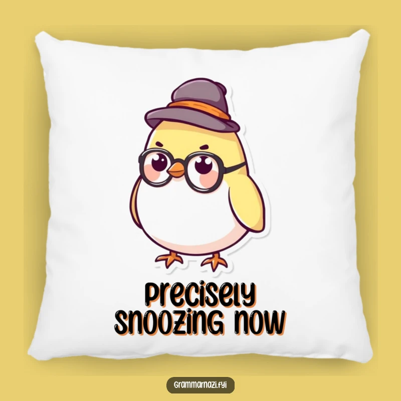 Cozy Funny Bird Pillow: Stern Scholar Accent, Intellectual Home Decor Gift