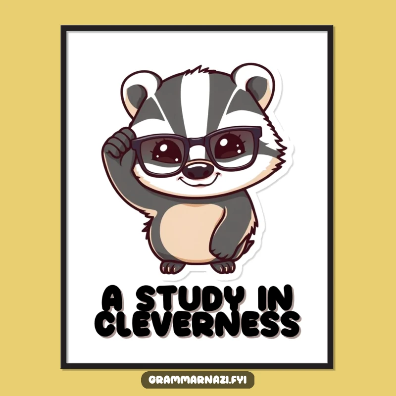 Funny Confident Badger Digital Print: Instant Intelligent Art for Your Walls