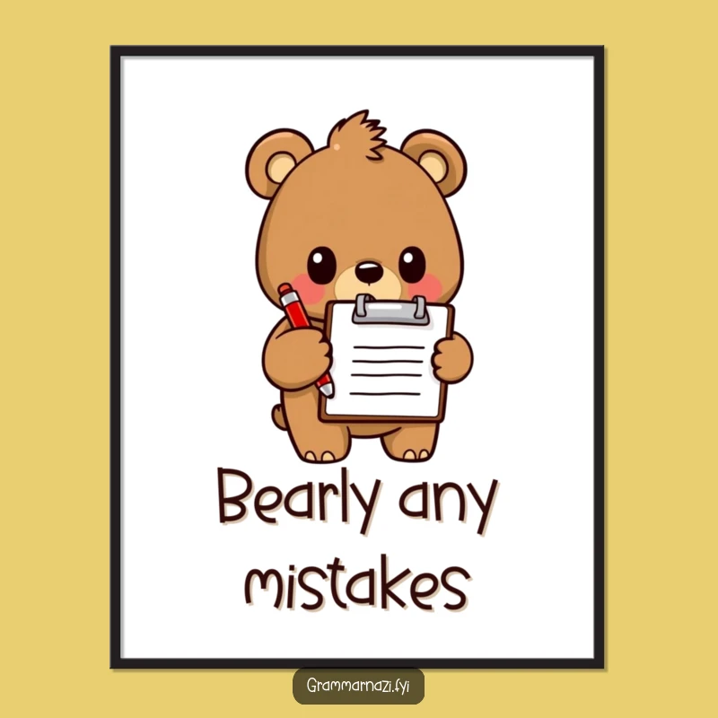 Funny Bear Digital Art: Inspector Bear Clipboard Art, Instant Office Humor Decor