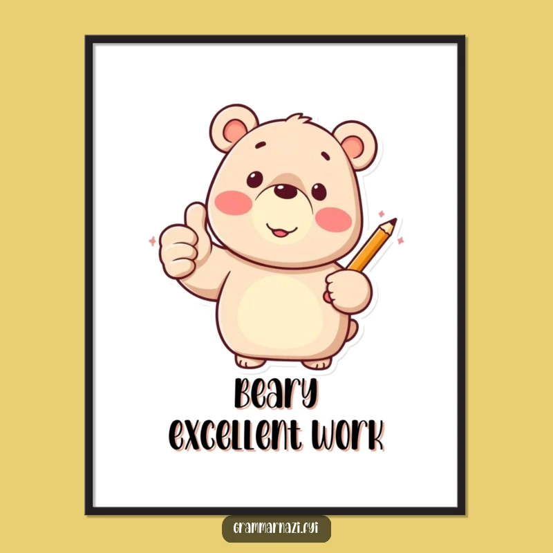 Funny Bear Thumbs Up Digital Art: Instant Positivity for Your Walls