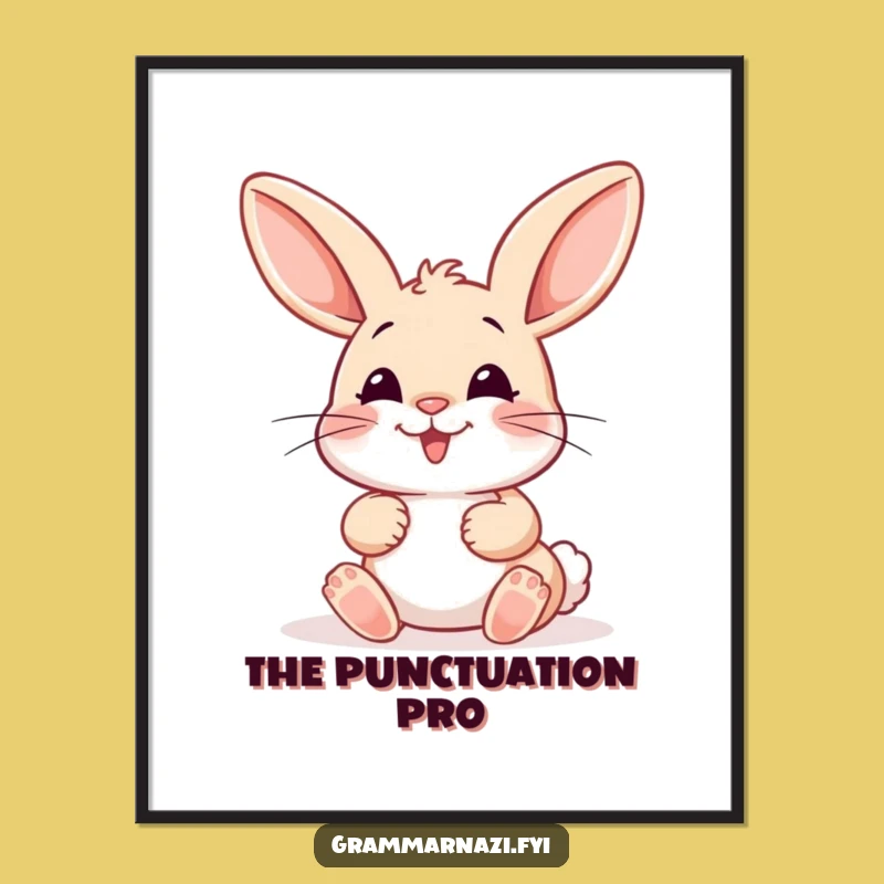 Funny Bunny Colon Digital Art: Whimsical Grammar Print for Your Decor