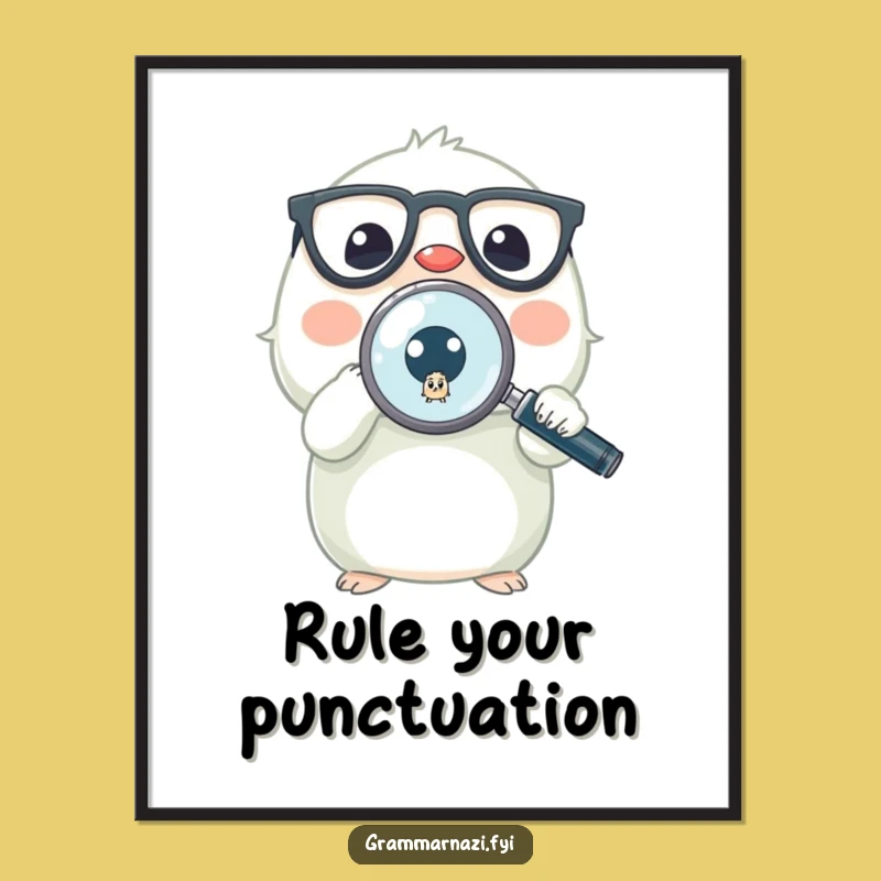 Funny Grammar Digital Art: Minimalist Creature Hunts Lost Period - Instant Funny Gift Download