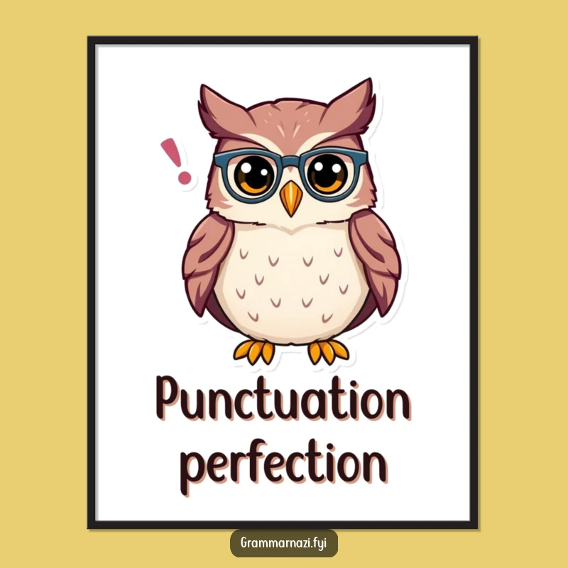 Funny Owl Grammar Digital Art: High-Quality Proud Spectacles, Perfect Funny Gift Download