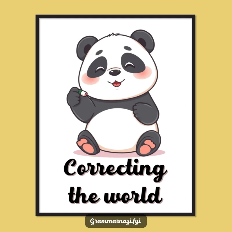 Funny Panda Grammar Digital Art: Precise Decor, Perfect Funny Gift