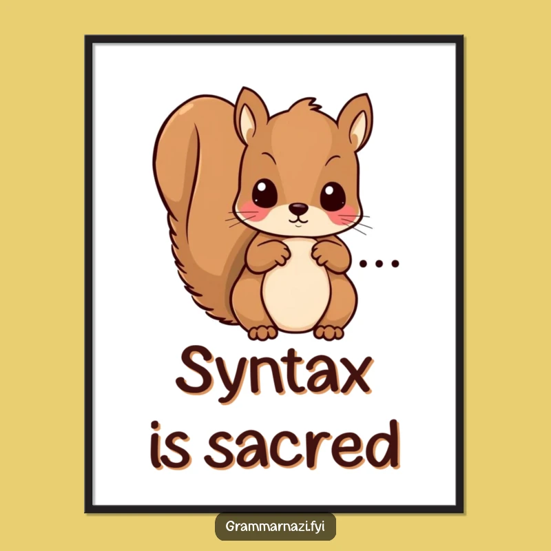 Funny Squirrel Grammar Digital Art: Instant Download for Witty Decor