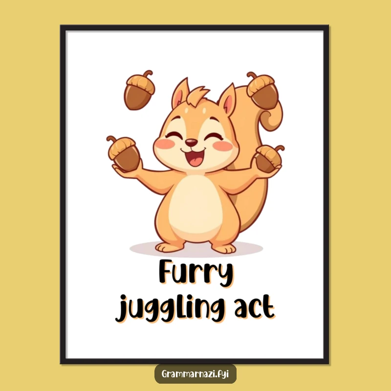 Funny Squirrel Digital Art: Embrace Acorn Juggling Joy in Your Space