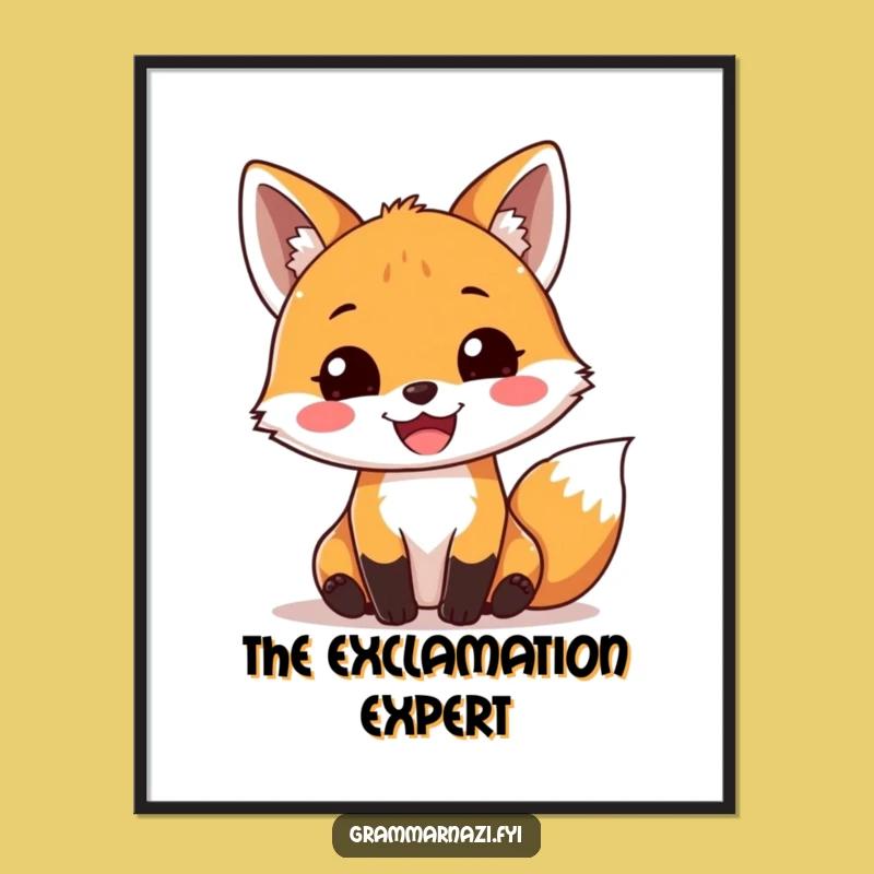 Funny Fox Exclamation Digital Art: Joyful Grammar Print for Walls