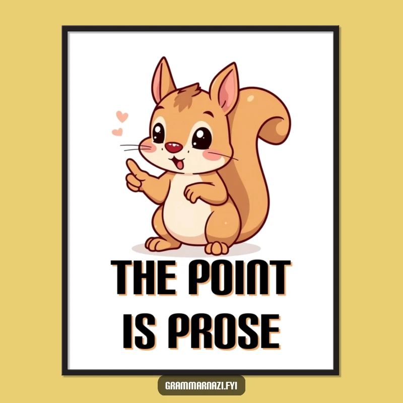 Funny Grammar Squirrel Digital Art: Hilarious Wall Art for Punctuation Fans