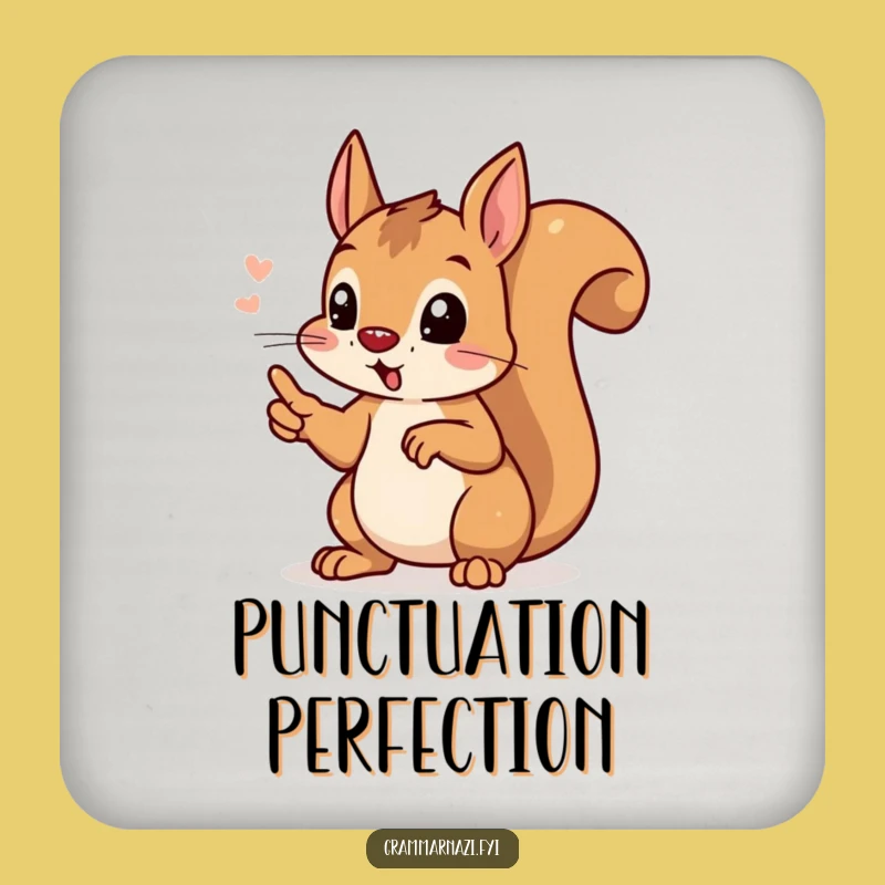 Funny Grammar Squirrel Coasters: Hilarious Protection for Tables, Writer Style
