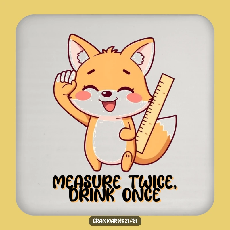 Funny Kawaii Fox Salute Coaster, Enthusiastic Ruler Protector Gift