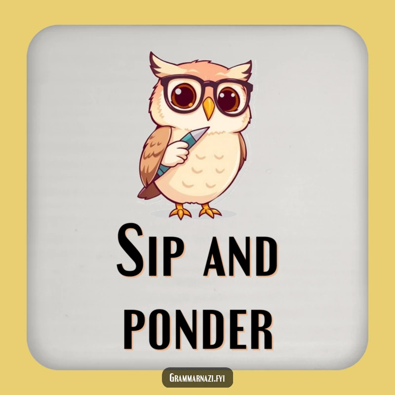 Funny Owl Spectacle Writer Coaster Set - Protect Surfaces with Humor