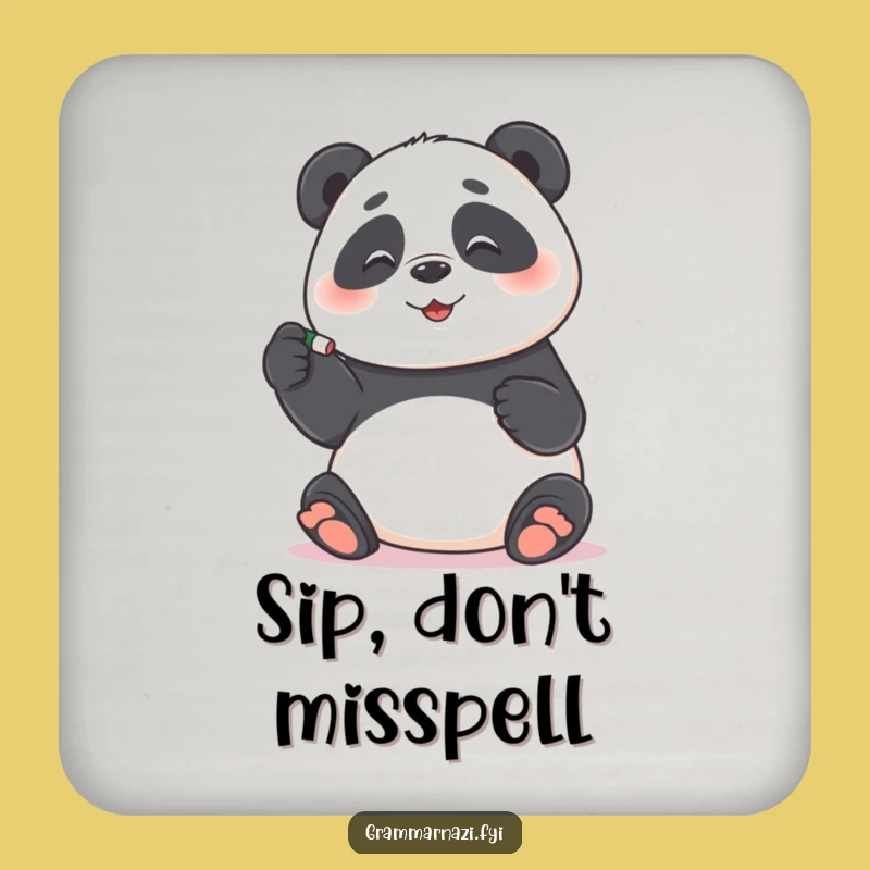 Funny Panda Grammar Coaster: Protect Surfaces Precisely, Funny Gift