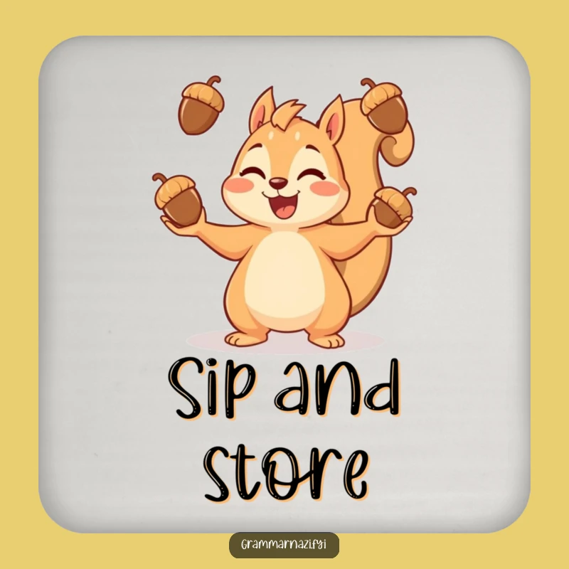 Funny Squirrel Coasters: Protect Surfaces with Acorn Juggling Charm