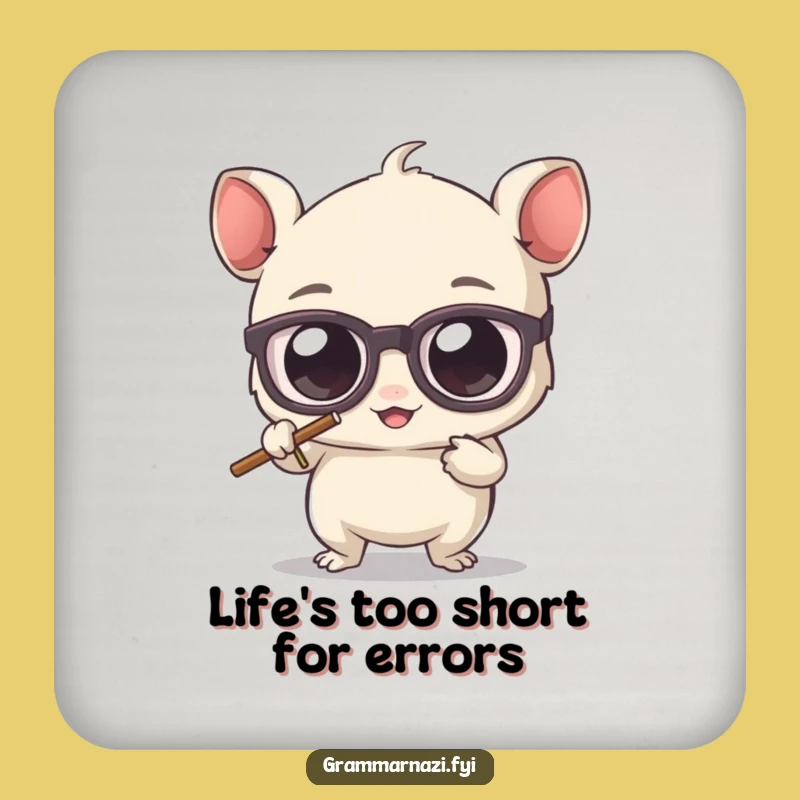 Funny Grammar Coaster: Bespectacled Creature Erasing Apostrophe, Protect Furniture Gift