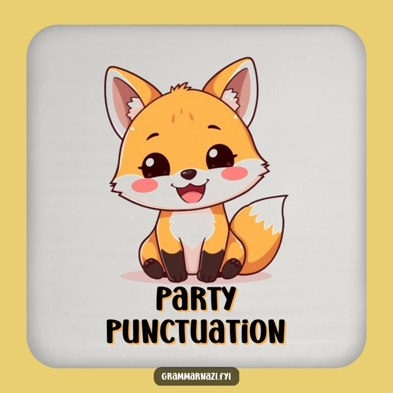 Funny Fox Exclamation Coaster: Add Joyful Grammar to Your Table