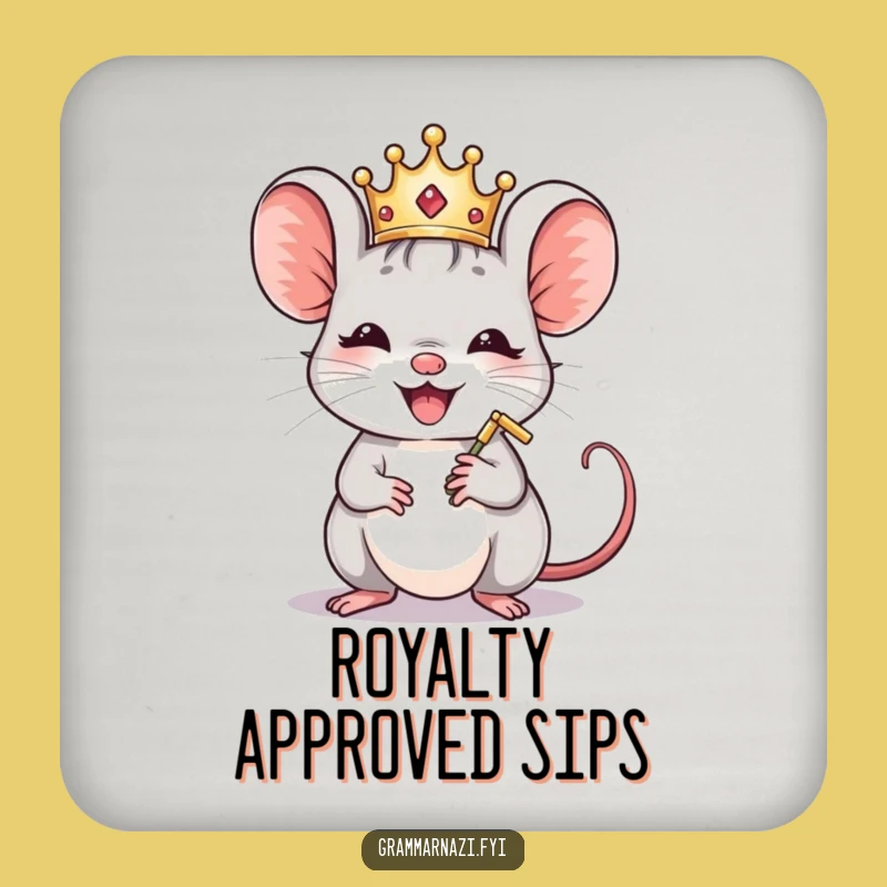 Funny Mouse Crown Polisher Coaster Set - Protect Tables with Punctuation Power