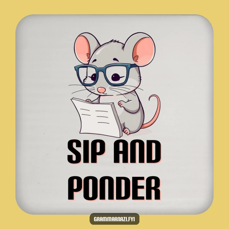 Funny Mouse Scholar Coaster: Protect Surfaces with Intellectual Charm!