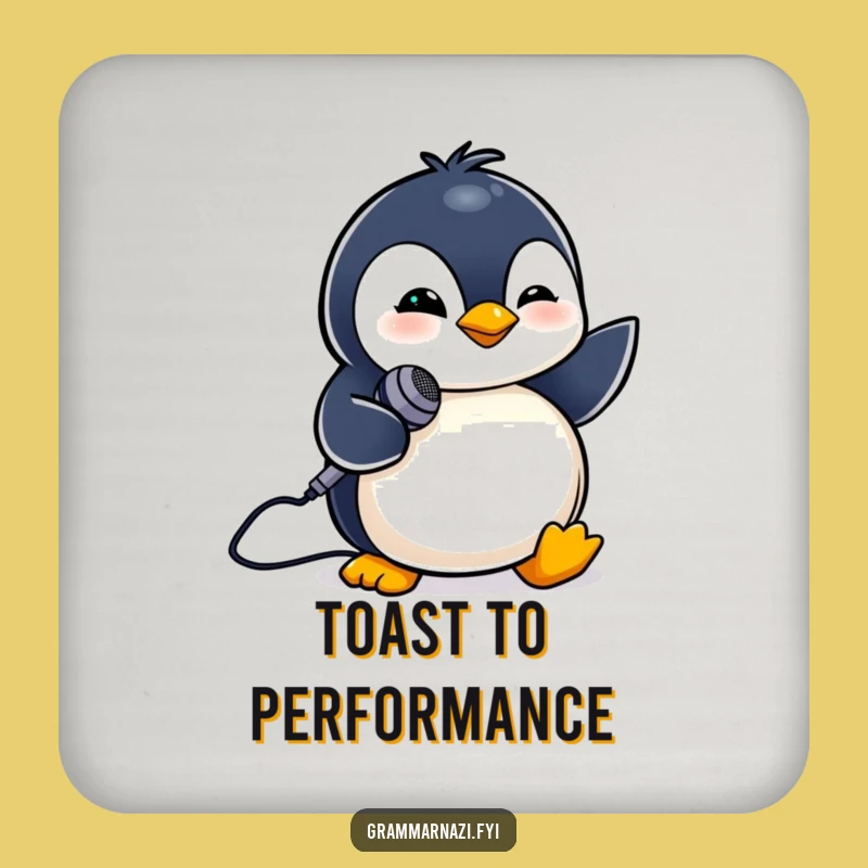 Funny Penguin Mic Drink Coaster: Sip to the Beat