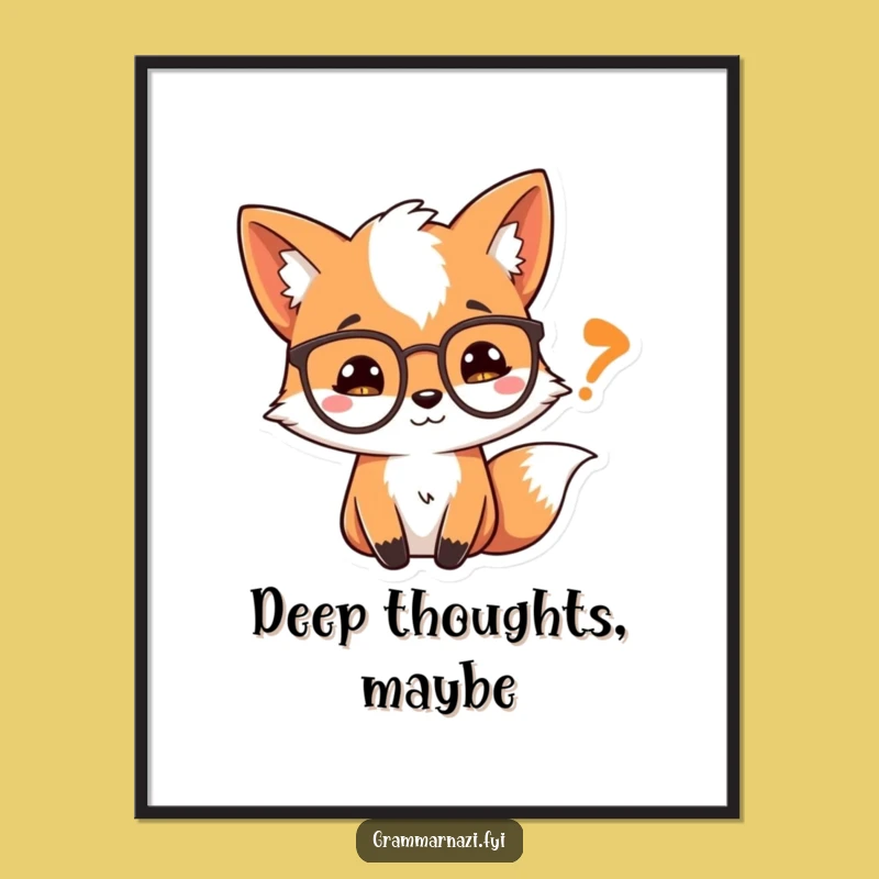 Funny Fox Poster: Spectacled Fox Quote Art, Hilarious Literary Decor Gift