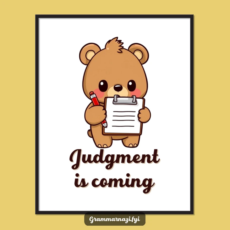 Funny Bear Poster: Inspection Bear Clipboard Art, Hilarious Office Decor Gift